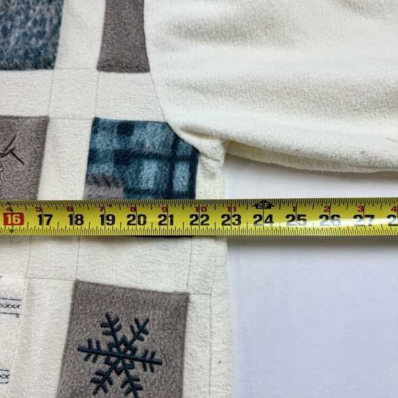 Vintage Patchwork Fleece Jacket Cabin Snowflake Winter Cottagecore L - Picture 8 of 10